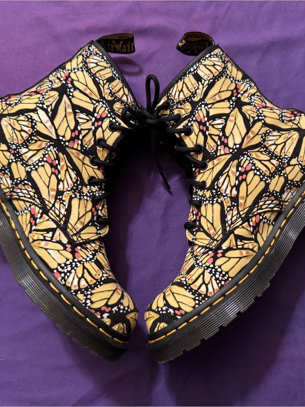 Dr. Martens 1460 Butterfly Print Suede Boots W/8 Like New